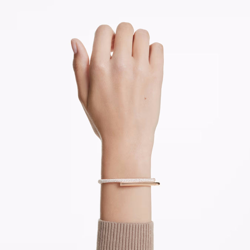 Dextera bangle Magnetic closure, White, Rose gold-tone plated