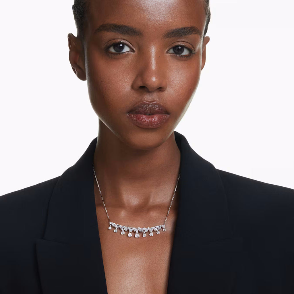 Idyllia necklace Mixed cuts, Snowflake, White, Rhodium plated 5692637