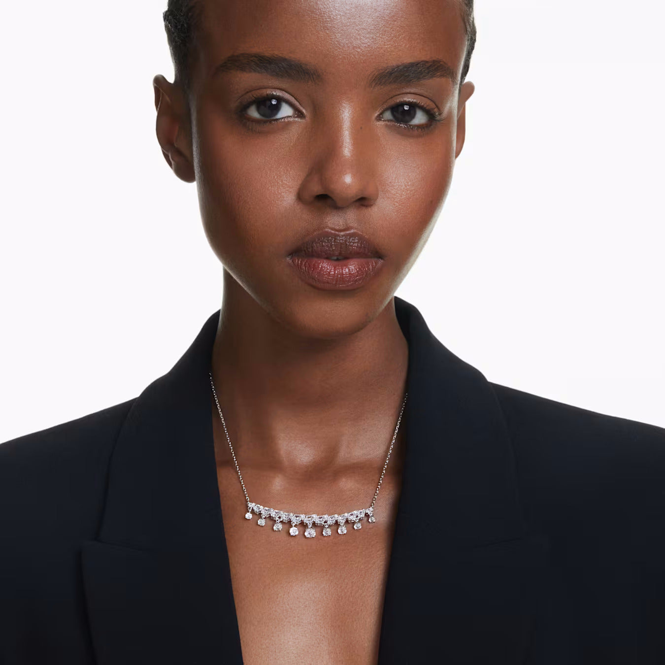 Idyllia necklace Mixed cuts, Snowflake, White, Rhodium plated 5692637