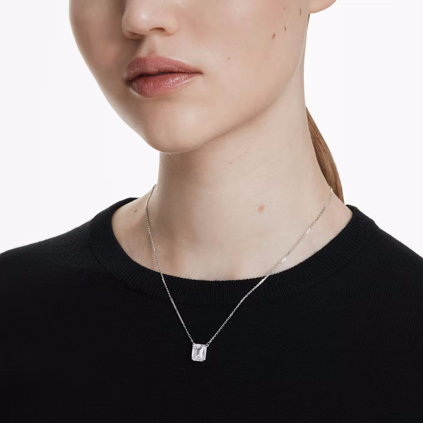 Stilla pendant Octagon cut, White, Rhodium plated 5693405