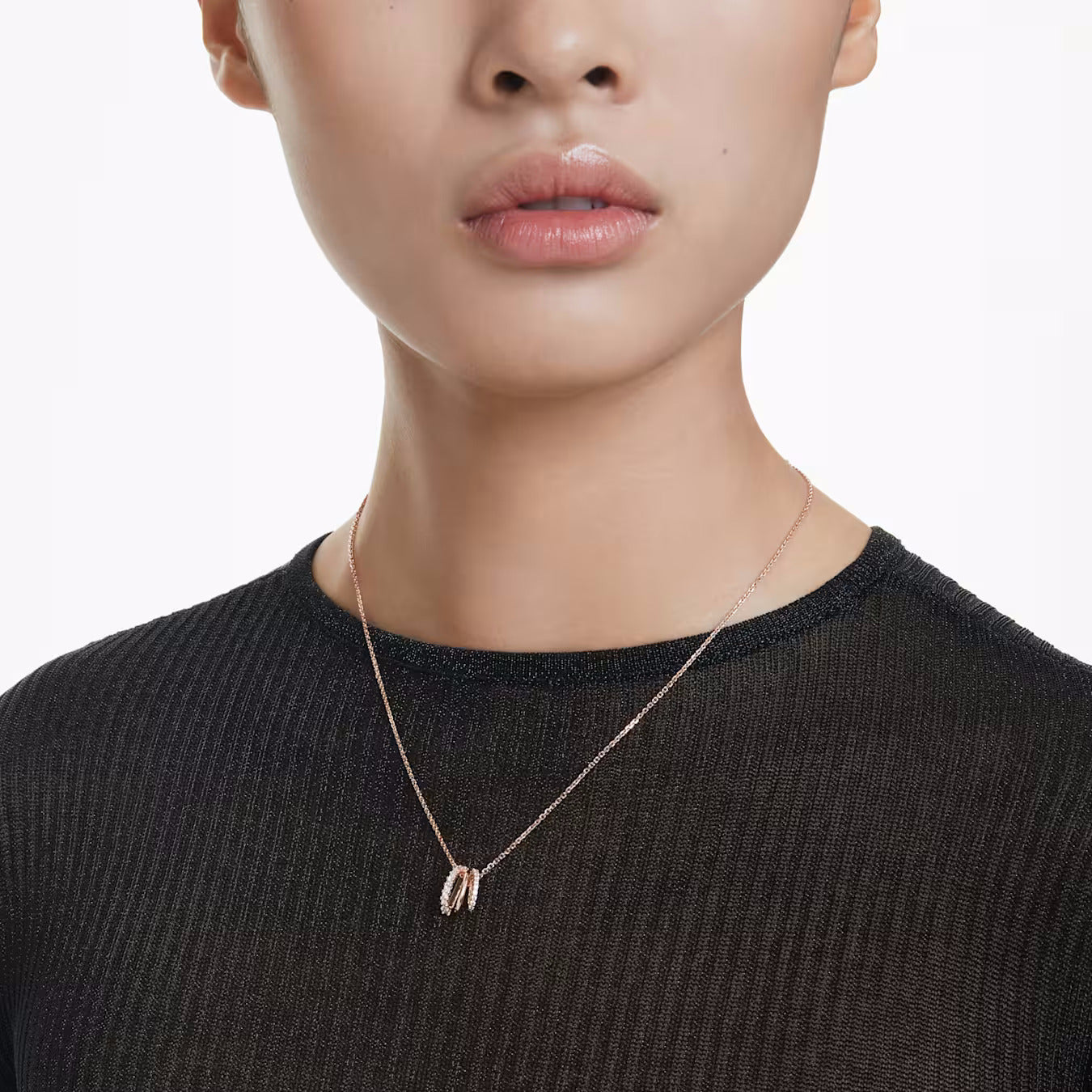 Hyperbola pendant Mixed cuts, White, 18k rose gold finish  5701494