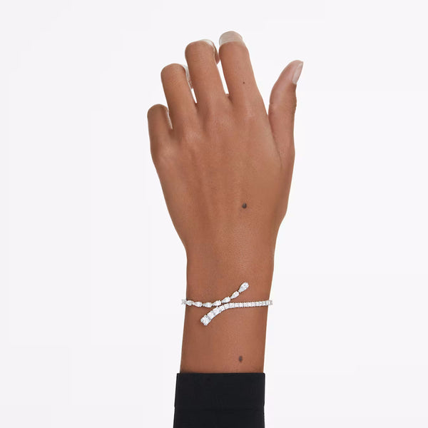 Matrix bracelet Mixed cuts, White, Rhodium plated