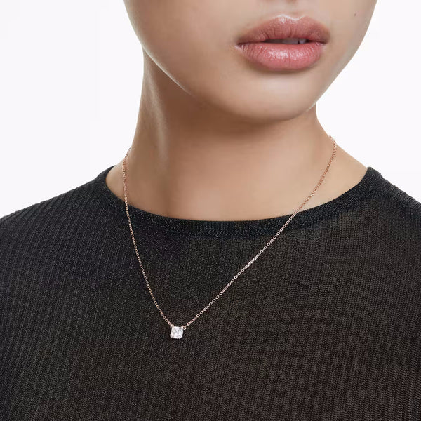 Stilla Attract pendant Square cut, White, Rose gold-tone plated