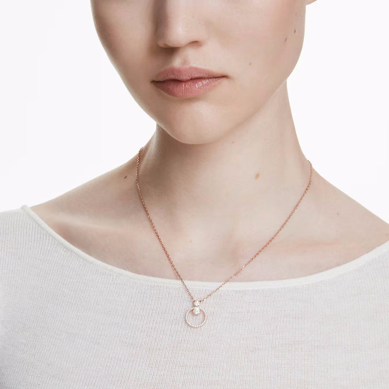 Constella pendant Pavé, Round cut, White, Rose gold-tone plated