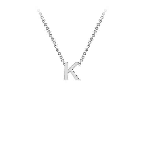 9ct White Gold 'K' Initial Adjustable Letter Necklace 38/43cm