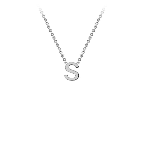 9ct White Gold 'S' Initial Adjustable Letter Necklace 38/43cm