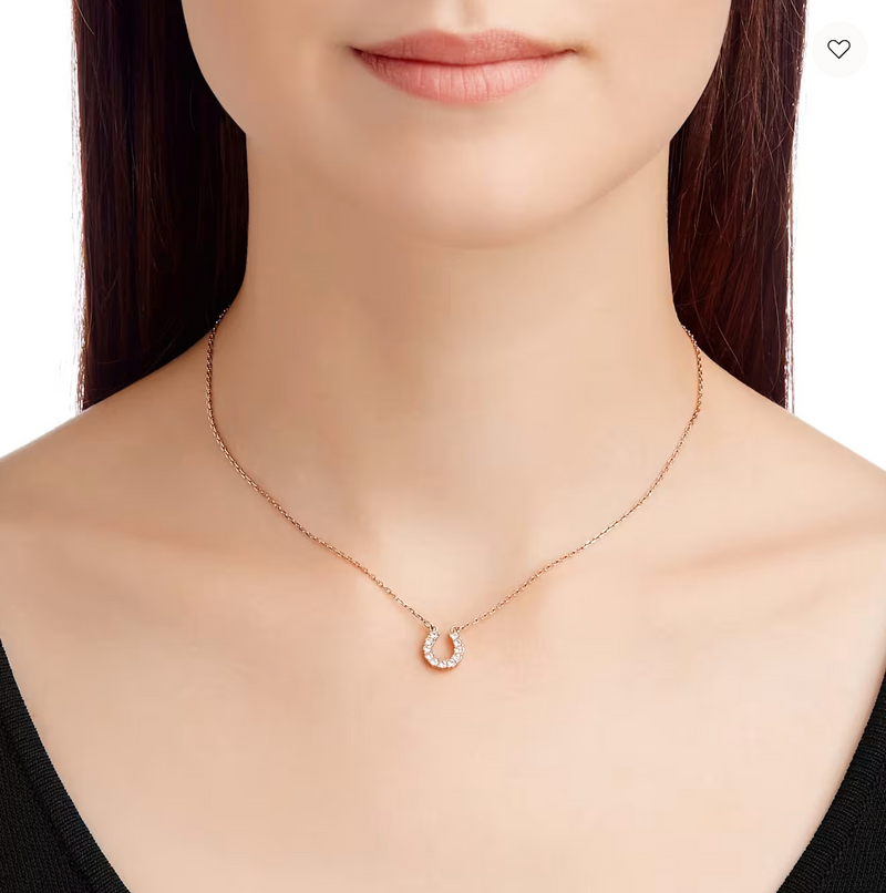 Towards necklace Horseshoe, White, Rose gold-tone plated