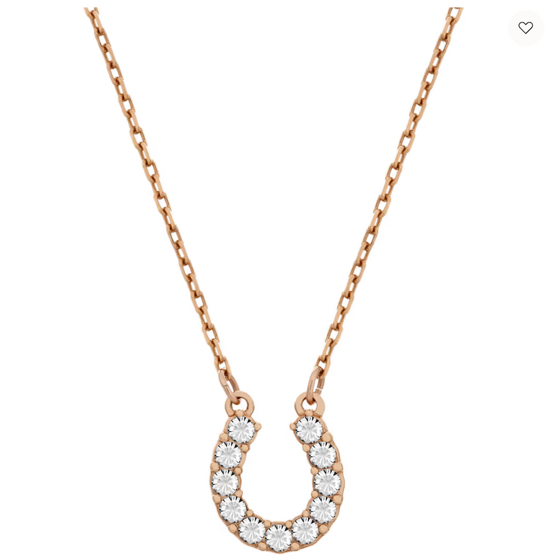 Towards necklace Horseshoe, White, Rose gold-tone plated