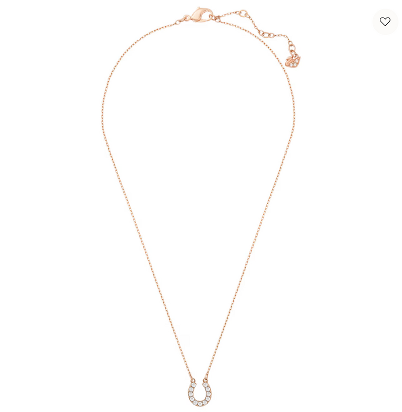 Towards necklace Horseshoe, White, Rose gold-tone plated