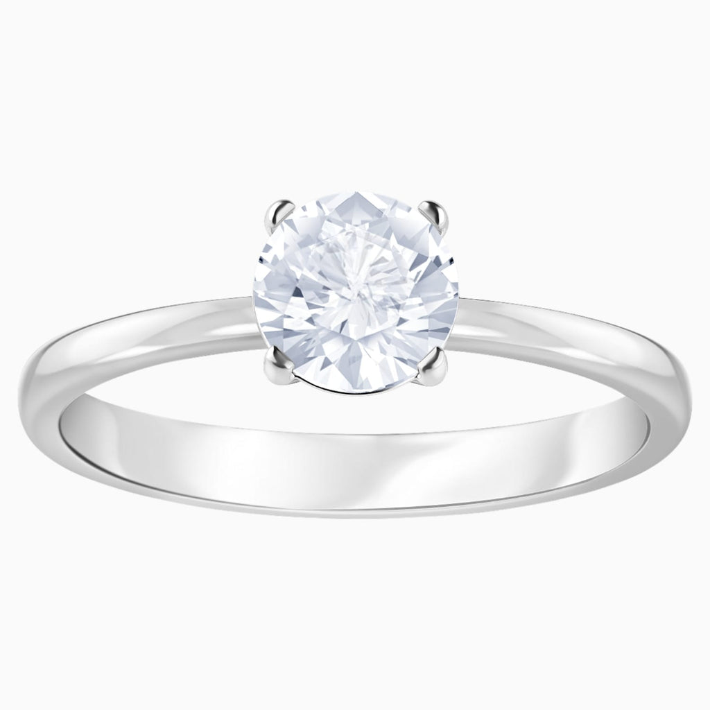 Attract Round ring White Rhodium plated 5368542 Size 55
