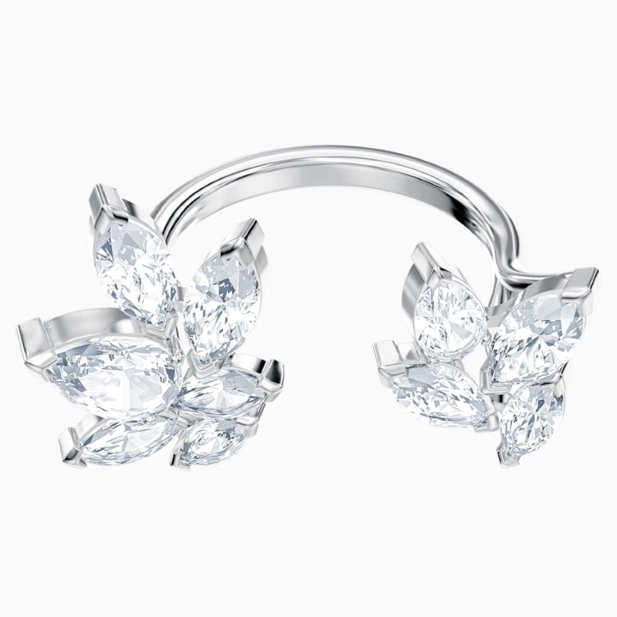 White Louison Open Ring Rhodium Plated  Size 55 5372962