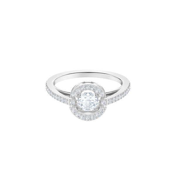 Sparkling Dance Round Ring White, Rhodium plating