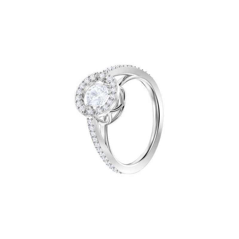 Sparkling Dance Round Ring White, Rhodium plating