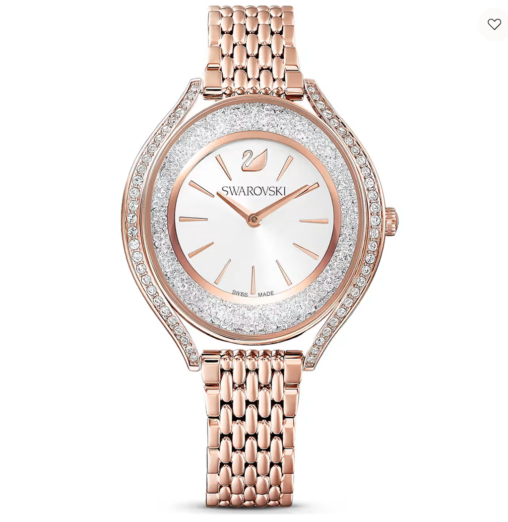 Crystalline aura watch, Swiss Made, Metal bracelet, Rose gold tone, Rose gold-tone finish  5519459