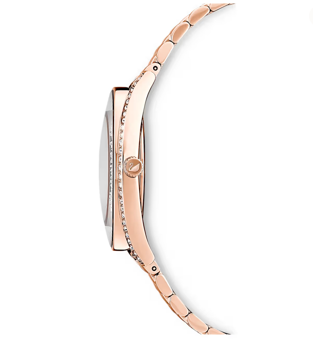 Crystalline aura watch, Swiss Made, Metal bracelet, Rose gold tone, Rose gold-tone finish  5519459