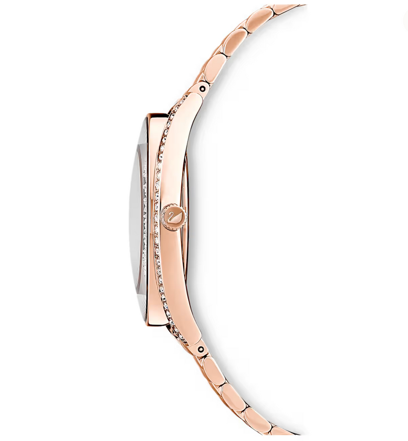 Crystalline Aura watch Swiss Made, Metal bracelet, Rose gold tone, Rose gold-tone finish