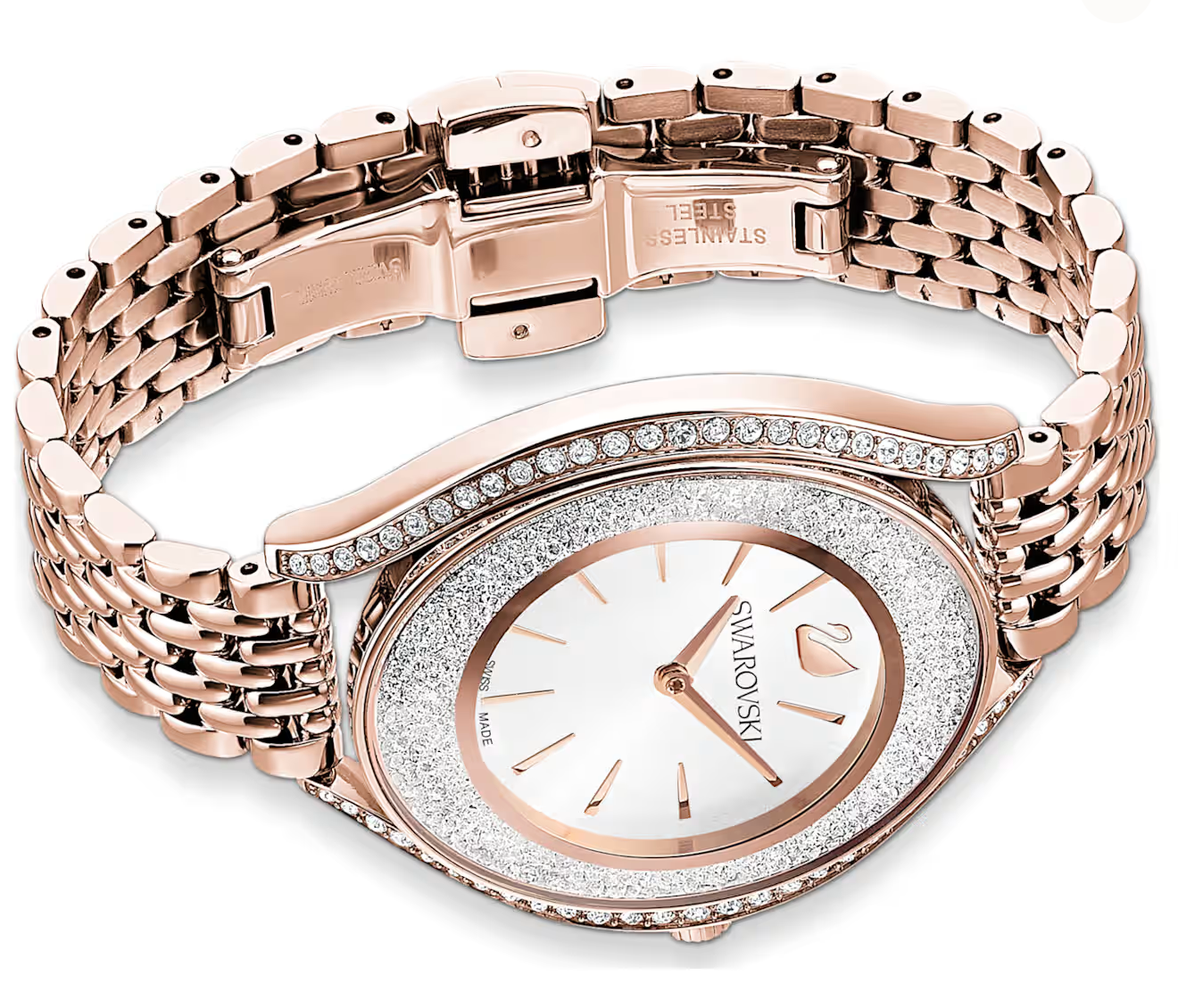 Crystalline aura watch, Swiss Made, Metal bracelet, Rose gold tone, Rose gold-tone finish  5519459