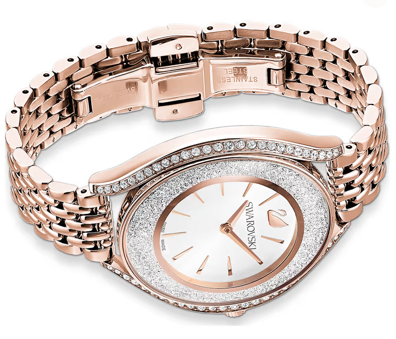 Crystalline Aura watch Swiss Made, Metal bracelet, Rose gold tone, Rose gold-tone finish