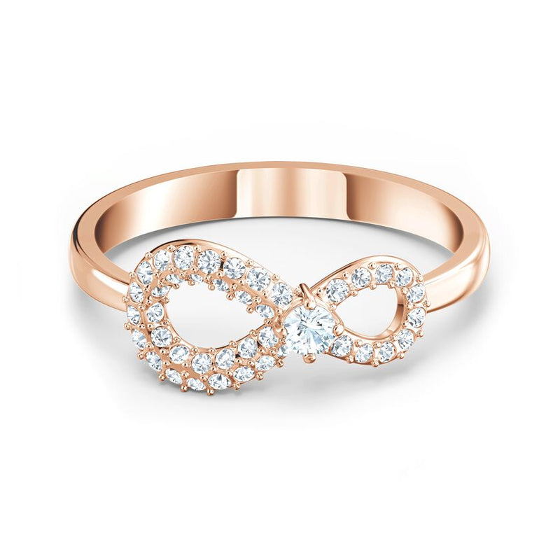 Swarovski Infinity Ring White, Rose-gold tone plated