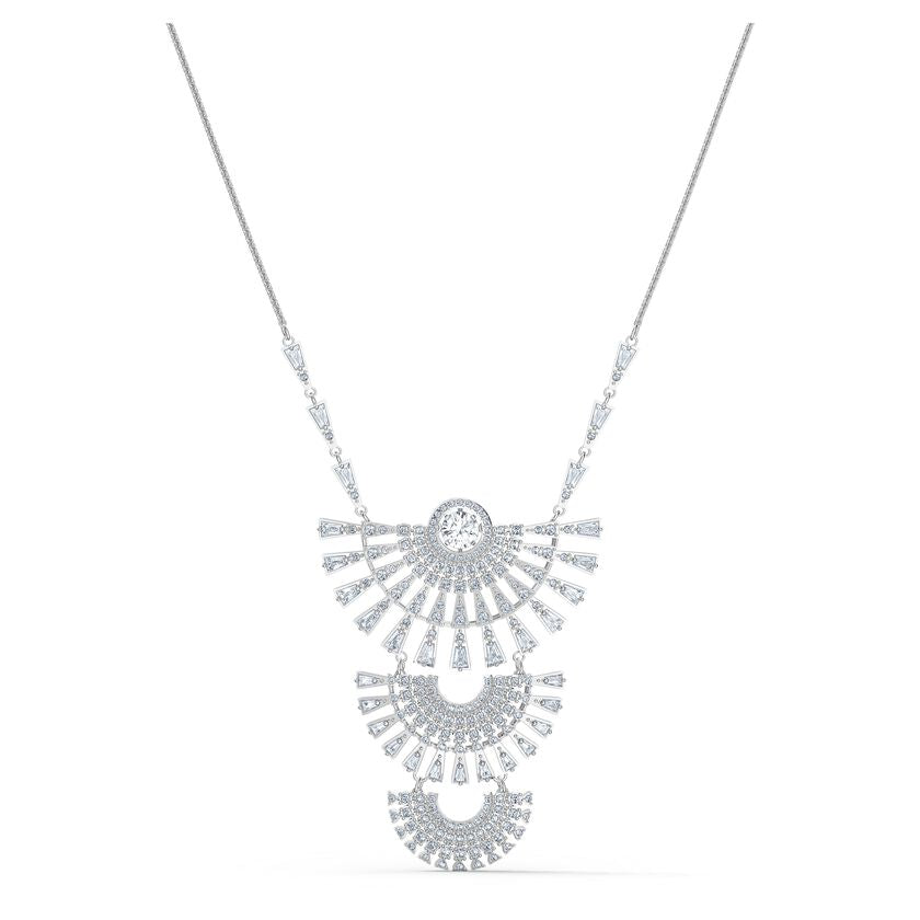 Sparkling Dance Dial Up Necklace Large, White, Rhodium plated 5564432