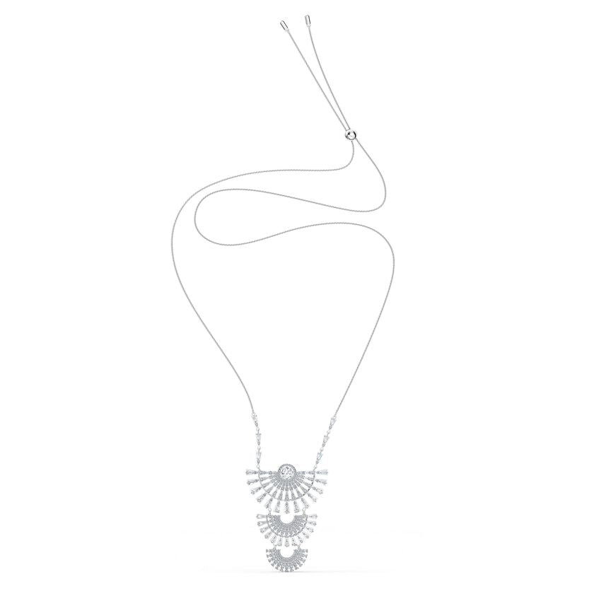 Sparkling Dance Dial Up Necklace Large, White, Rhodium plated 5564432