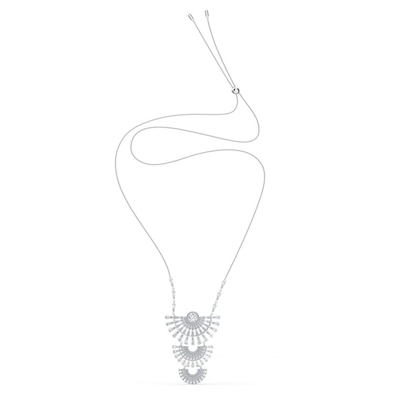 Swarovski Sparkling Dance Dial Up Necklace Large, White, Rhodium plated