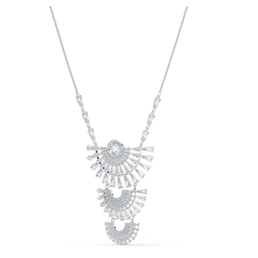 Sparkling Dance Dial Up Necklace Large, White, Rhodium plated 5564432