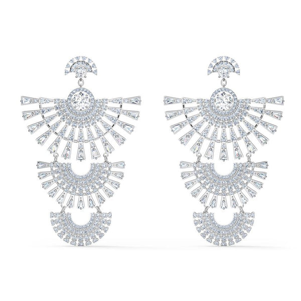 Swarovski Sparkling Dance Dial Up Pierced Earrings White, Rhodium plated