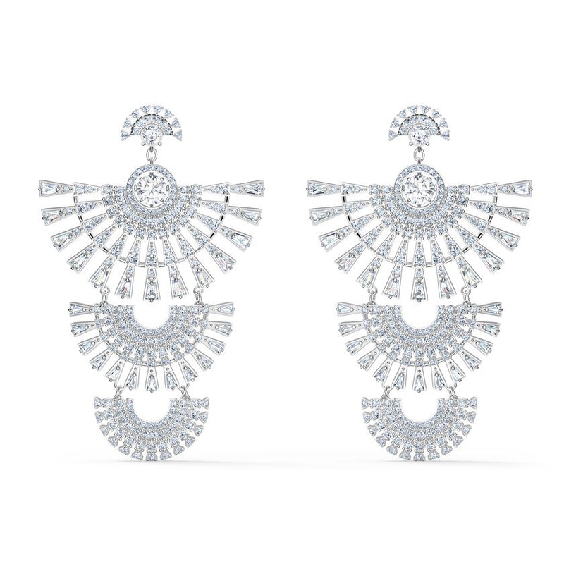 Swarovski Sparkling Dance Dial Up Pierced Earrings White, Rhodium plated