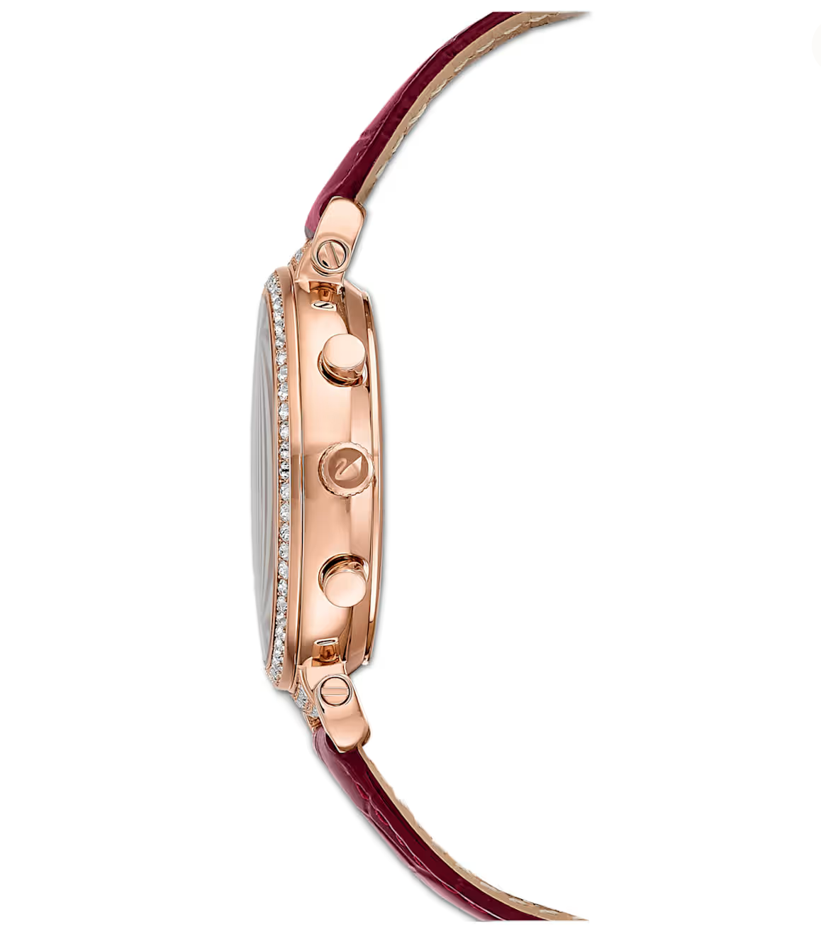 Passage Chrono watch Swiss Made, Leather strap, Red, Rose gold-tone finish 5580345