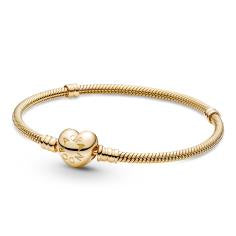 Gold Moments Snake Chain 14k Gold Bracelet w Heart Shaped Clasp 559522C00-19
