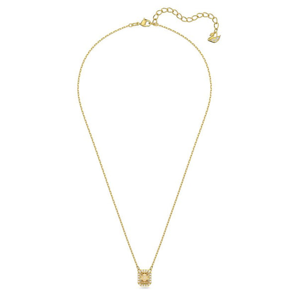 Millenia necklace Square Swarovski zirconia, Yellow, Gold-tone plated