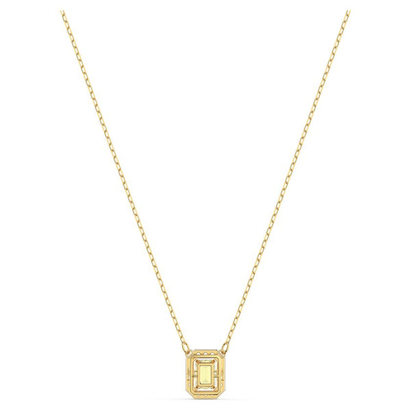 Millenia necklace Square Swarovski zirconia, Yellow, Gold-tone plated