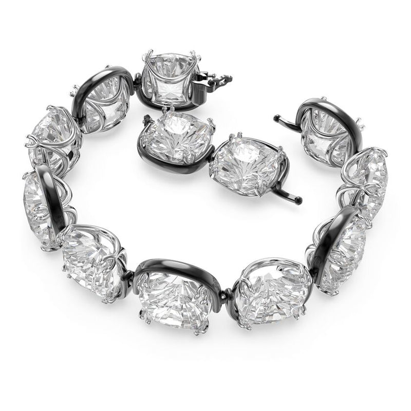 Harmonia bracelet Cushion cut, White, Mixed metal finish