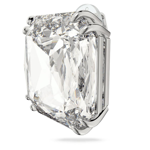 Mesmera earring Square cut crystal, White, Rhodium plated