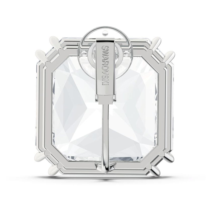 Mesmera earring Square cut crystal, White, Rhodium plated