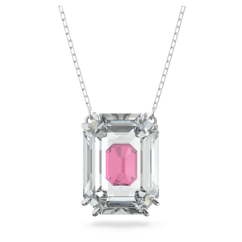 Chroma necklace Pink, Rhodium plated