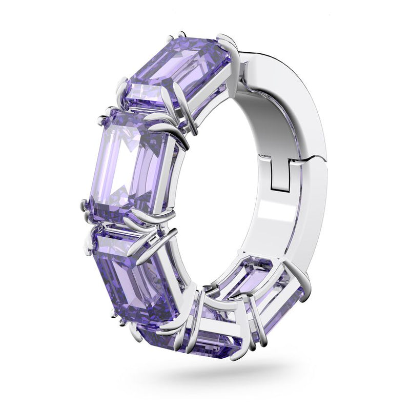 Millenia ear cuff Octagon cut Swarovski zirconia, Purple, Rhodium plated