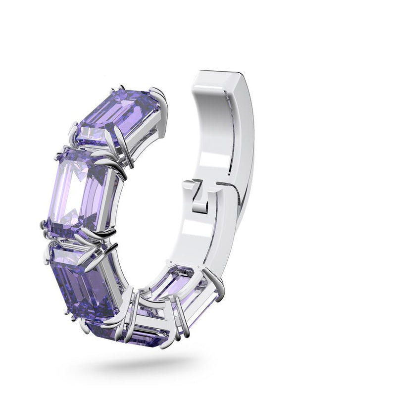 Millenia ear cuff Octagon cut Swarovski zirconia, Purple, Rhodium plated