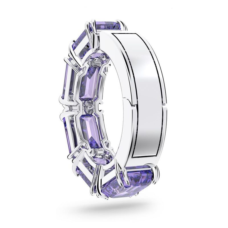 Millenia ear cuff Octagon cut Swarovski zirconia, Purple, Rhodium plated