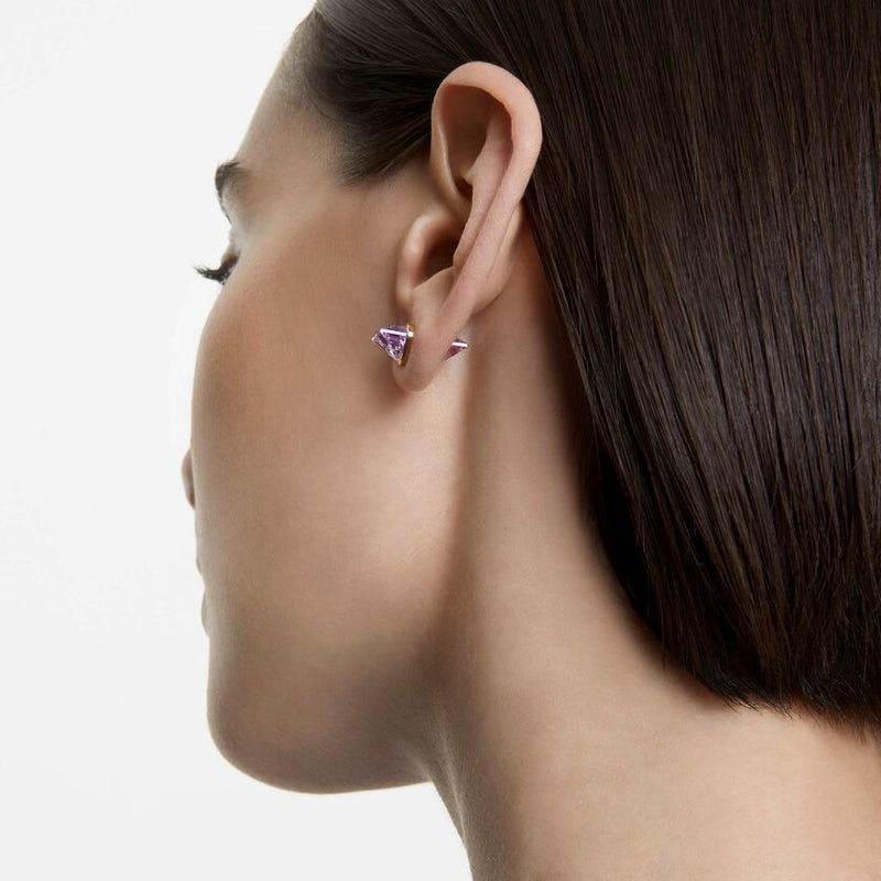 Lucent ear cuff Single, Magnetic, Purple, Gold-tone plated