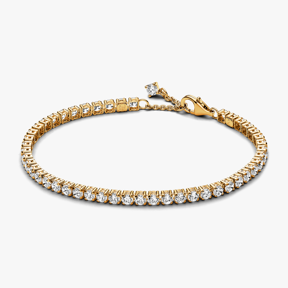 14k Gold-plated tennis bracelet with cle 561469C01-18 (High Resolution)
