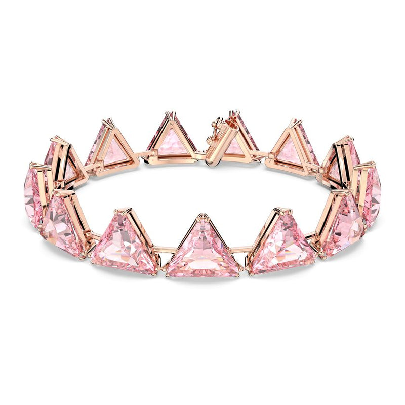 Millenia bracelet Triangle cut crystals, Pink, Rhodium plated