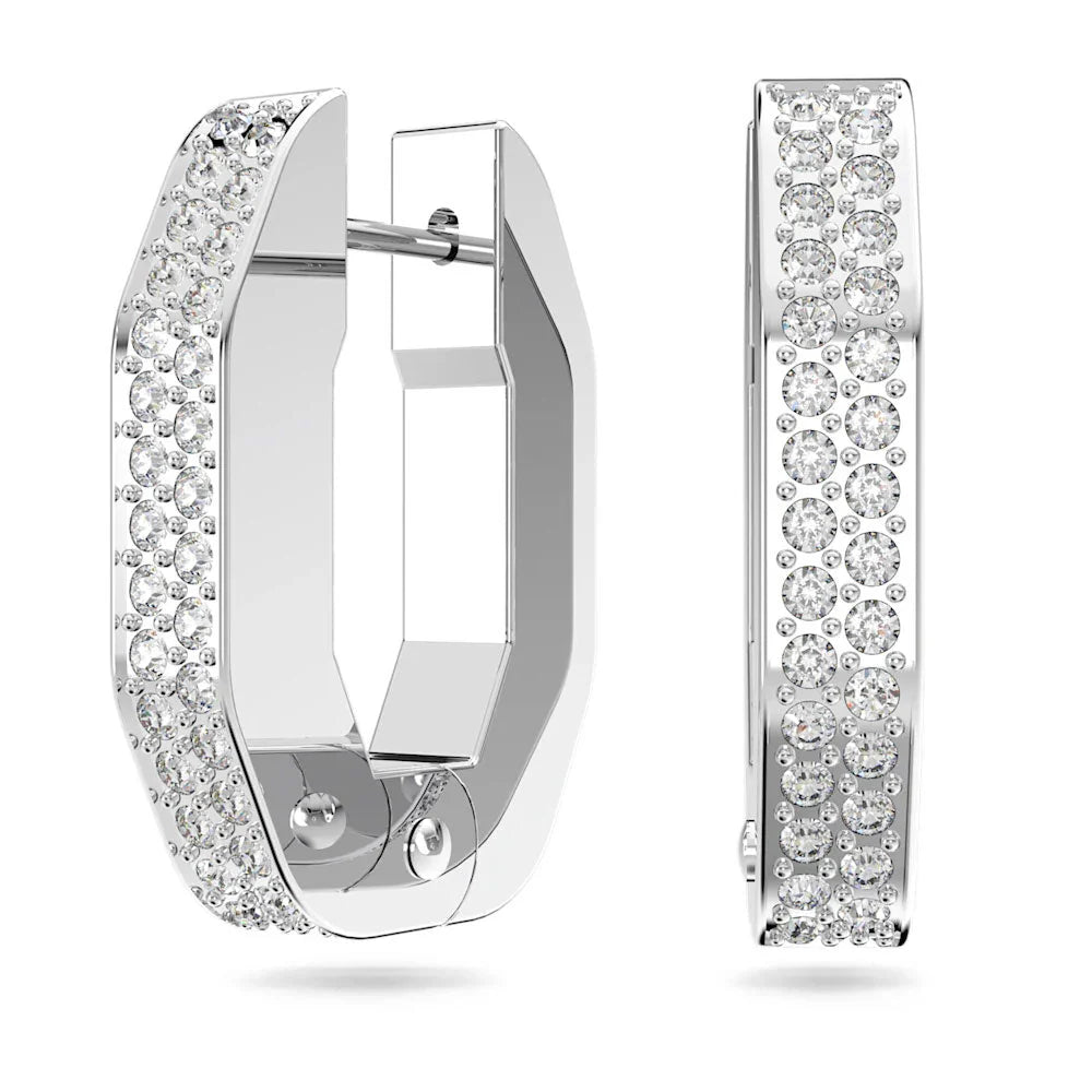 Dextera Octagon Hoop Rhodium Plated Earrings 5618307