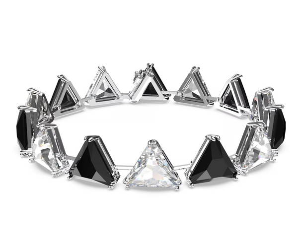 Matrix Tennis bracelet Triangle cut, Black, Rhodium plated