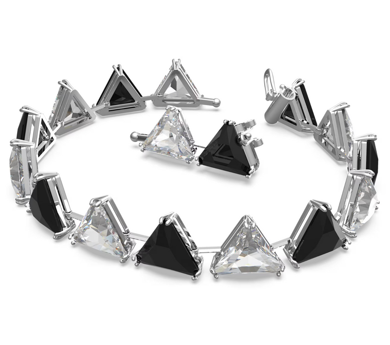 Matrix Tennis bracelet Triangle cut, Black, Rhodium plated