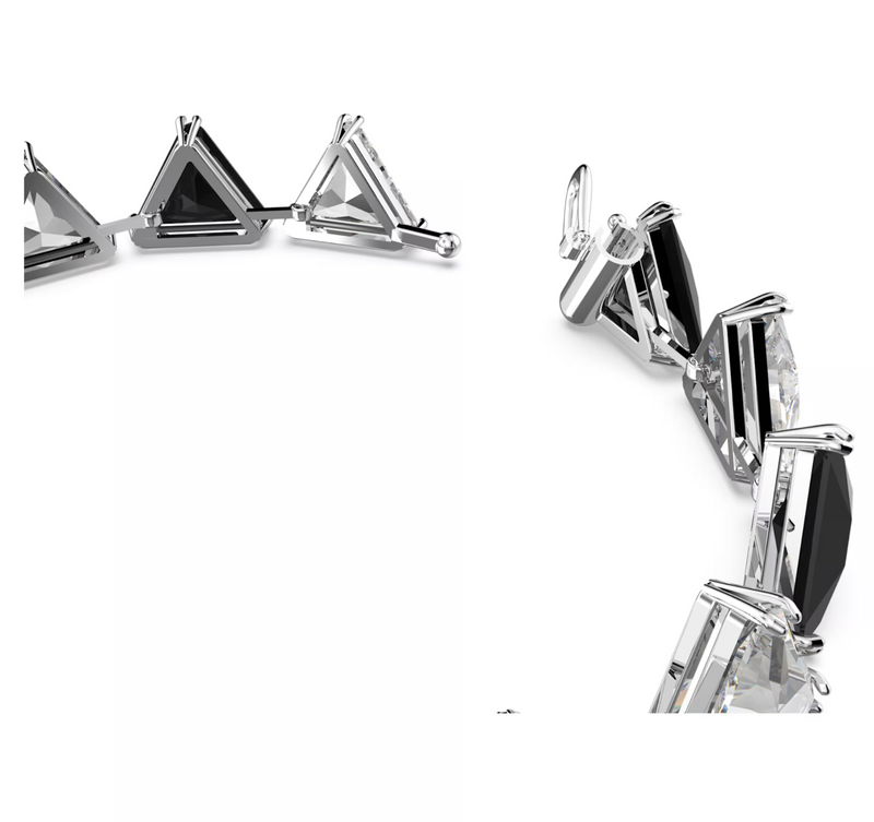 Matrix Tennis bracelet Triangle cut, Black, Rhodium plated