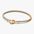 Studded chain 14k gold-plated bracelet with heart clasp 562731C00-17 (High Resolution)