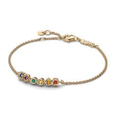 Marvel 14k gold-plated bracelet with red, orange, yellow, green, purple and blue crystal 562960C01-20