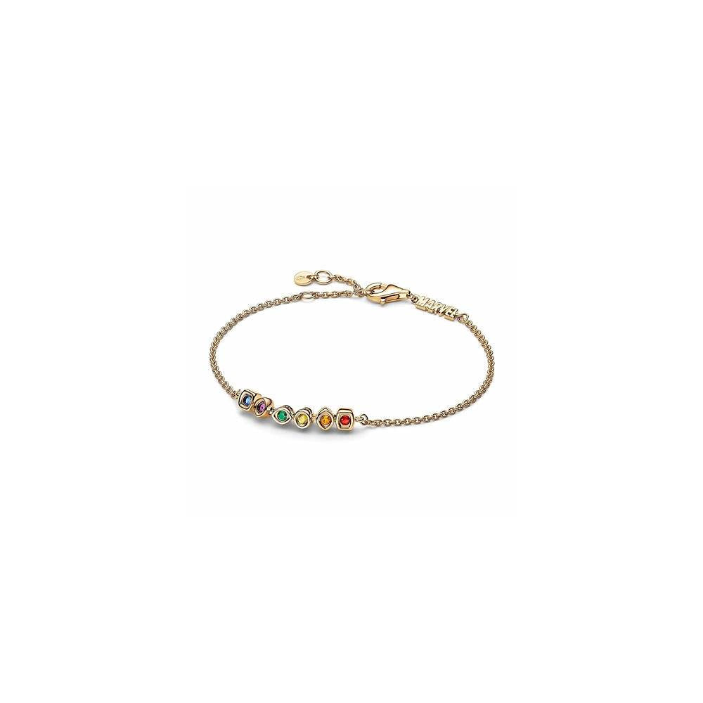 Marvel 14k gold-plated bracelet with red, orange, yellow, green, purple and blue crystal 562960C01-18 (High Resolution)
